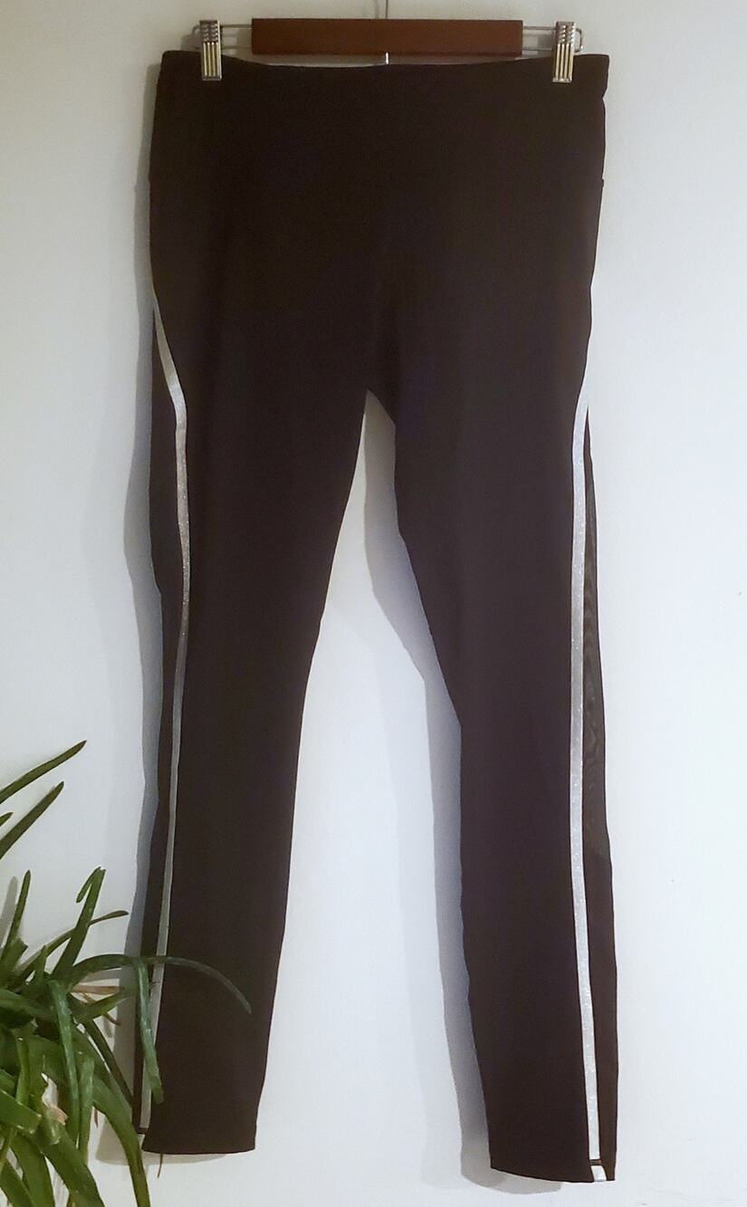 Victoria Secret Sport Black Leggings with Reflective Strip Size L Athleisure